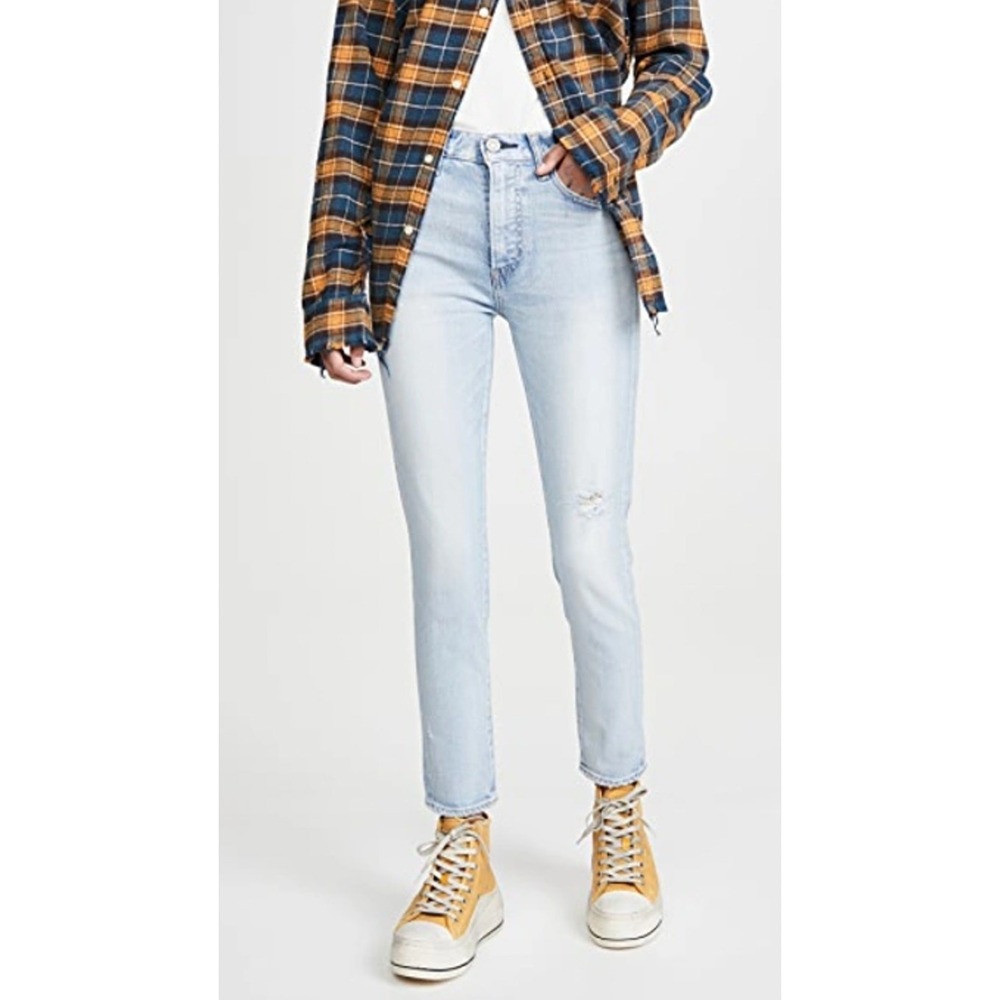 MOUSSY VINTAGE Hillrose Ripped Crop Skinny‎ Jeans In Light Blue 25 NEW